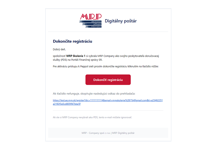 E-mail Dokončite registráciu