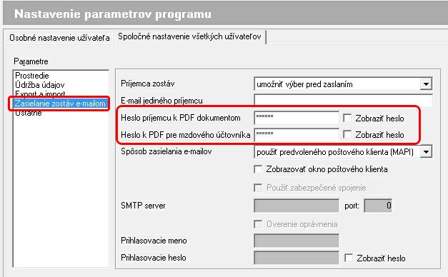 Heslo pre PDF mail